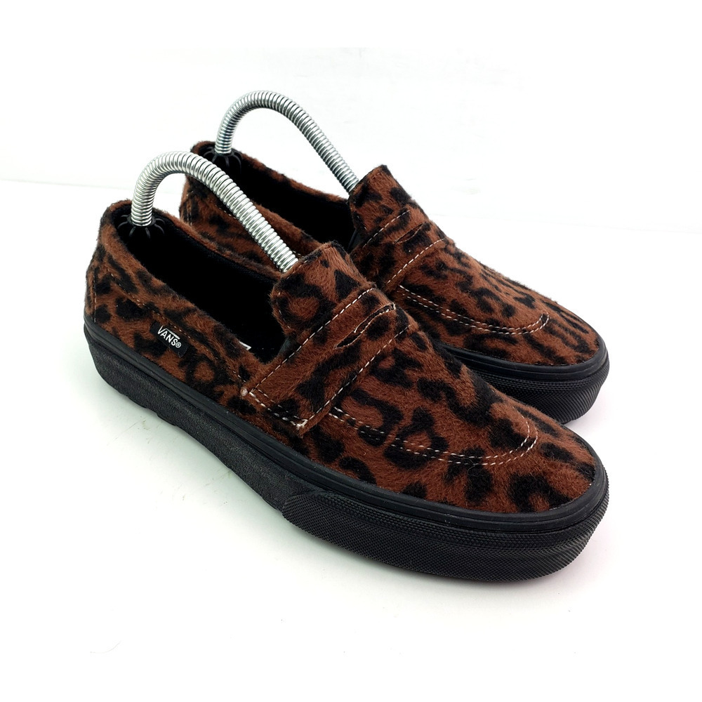 Vans Style 53 Womens Size 5.5 Brown Leopard Slip On Low Chunky Penny Loafer Shoe
